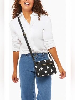 Polka-Dot Crossbody Bag Black / White